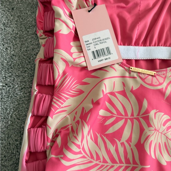 Juicy Couture NWT Coral Tropical One-Piece Swimsuit in Small - Picture 4 of 4